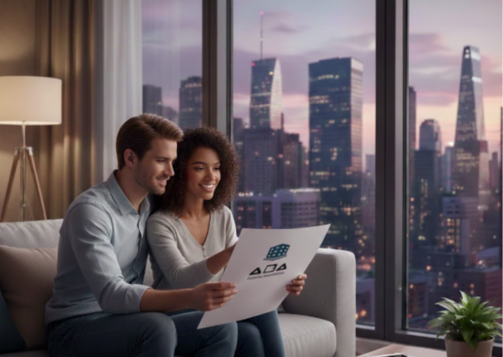 Pareja revisando checklist de ABA Expertos Inmobiliarios para evitar errores al comprar primera vivienda.